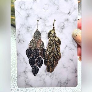 "5/$25" Mismatched Bronze/Silver Tone Layered Chandelier Dangle Earrings